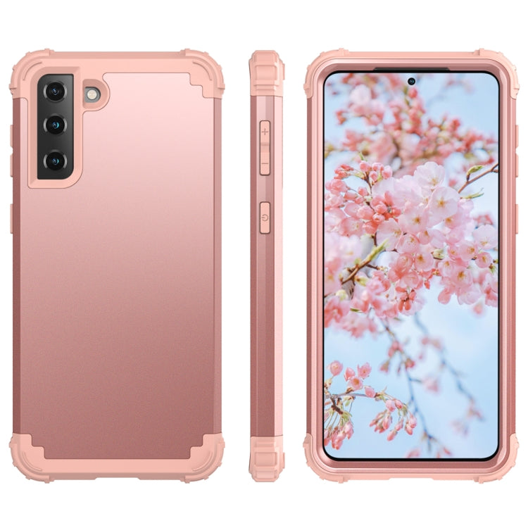 For Samsung Galaxy S21 5G 3 in 1 Shockproof PC + Silicone Protective Case(Rose Gold) - Galaxy S21 5G Cases by buy2fix | Online Shopping UK | buy2fix