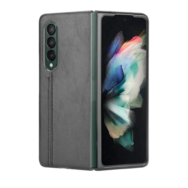 For Samsung Galaxy Z Fold3 5G Shockproof Sewing Cow Pattern Skin PC + PU + TPU Case(Black) - Galaxy Phone Cases by GKK | Online Shopping UK | buy2fix