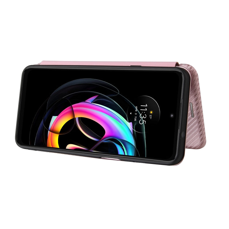 Carbon Fiber Texture Horizontal Flip TPU + PC + PU Leather Case with Card Slot For Motorola Edge 20 Lite(Pink) - Motorola Cases by buy2fix | Online Shopping UK | buy2fix