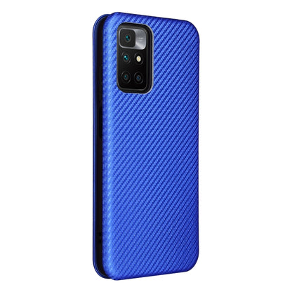 Carbon Fiber Texture Horizontal Flip TPU + PC + PU Leather Case with Card Slot For Xiaomi Redmi 10(Blue) - Xiaomi Cases by buy2fix | Online Shopping UK | buy2fix