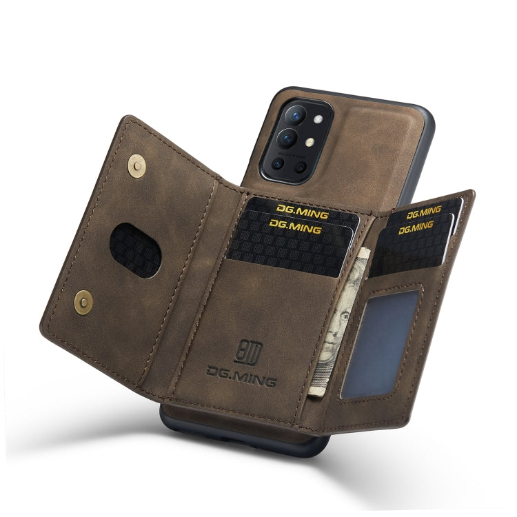 DG.MING M2 Series 3-Fold Multi Card Bag Back Cover Shockproof Case with Wallet & Holder Function For OnePlus 9R(Coffee) - OnePlus Cases by DG.MING | Online Shopping UK | buy2fix