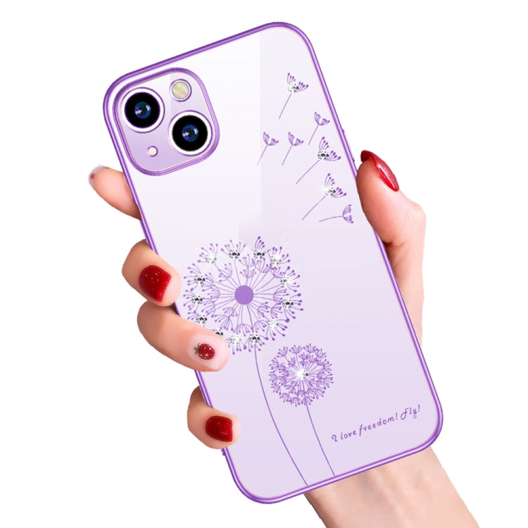 For iPhone 13 Electroplating Diamond Dandelion Pattern TPU Shockproof Protective Case(Purple) - iPhone 13 Cases by buy2fix | Online Shopping UK | buy2fix