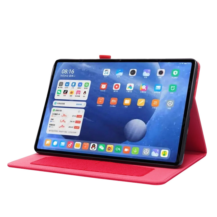 For Xiaomi Pad 5 / 5 Pro Horizontal Flip TPU + Fabric PU Leather Protective Case with Name Card Clip(Red) - More Tablet Cases by buy2fix | Online Shopping UK | buy2fix