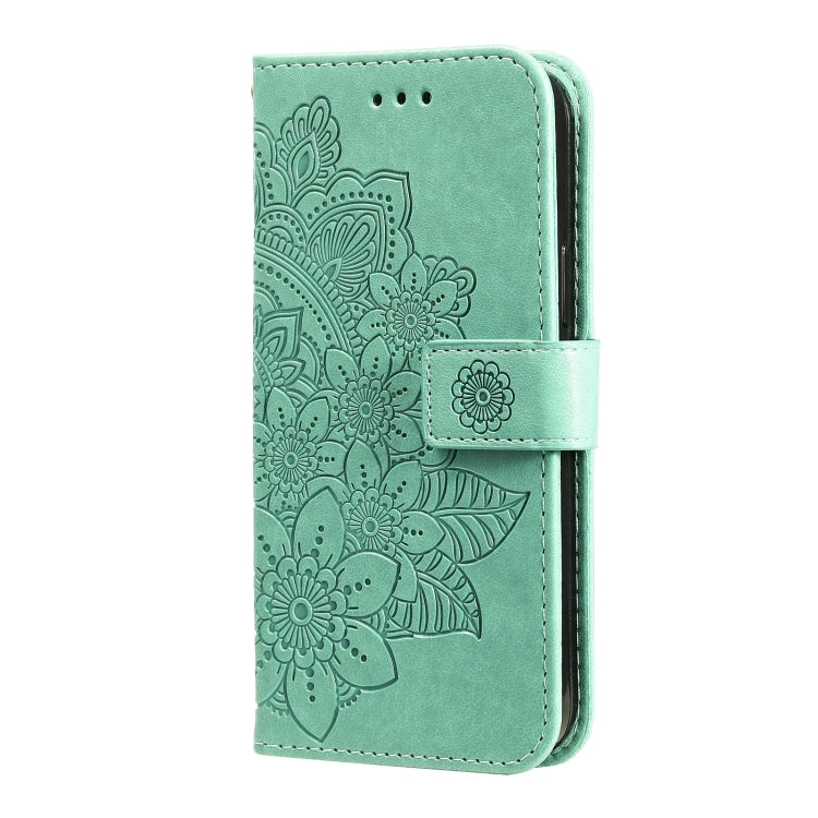 7-petal Flowers Embossing Pattern Horizontal Flip PU Leather Case with Holder & Card Slots & Wallet & Photo Frame For Motorola Moto G30 / G10 / G10 Power / G20(Green) - Motorola Cases by buy2fix | Online Shopping UK | buy2fix