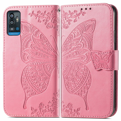 Butterfly Love Flowers Embossed Horizontal Flip Leather Case with Holder & Card Slots & Wallet & Lanyard For ZTE Blade A71(Pink) - ZTE Cases by buy2fix | Online Shopping UK | buy2fix