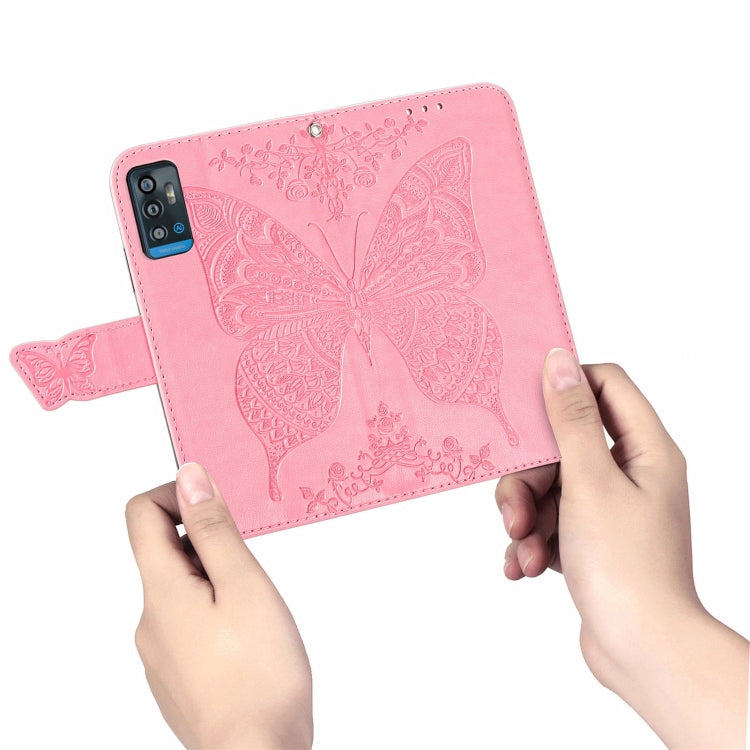 Butterfly Love Flowers Embossed Horizontal Flip Leather Case with Holder & Card Slots & Wallet & Lanyard For ZTE Blade A71(Pink) - ZTE Cases by buy2fix | Online Shopping UK | buy2fix