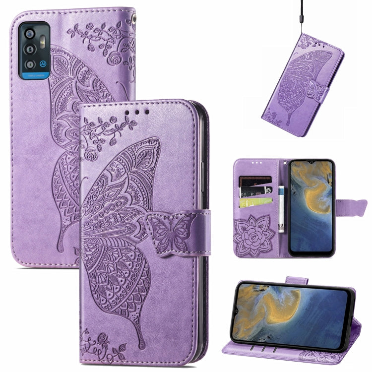 Butterfly Love Flowers Embossed Horizontal Flip Leather Case with Holder & Card Slots & Wallet & Lanyard For ZTE Blade A71(Light Purple) - ZTE Cases by buy2fix | Online Shopping UK | buy2fix