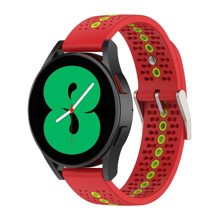 20mm Universal Colorful Hole Silicone Watch Band(Red Green) - Watch Bands by buy2fix | Online Shopping UK | buy2fix