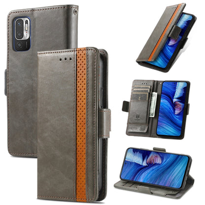 For Xiaomi Redmi Note 10 5G CaseNeo Business Splicing Dual Magnetic Buckle Horizontal Flip PU Leather Case with Holder & Card Slots & Wallet(Grey) - Xiaomi Cases by buy2fix | Online Shopping UK | buy2fix