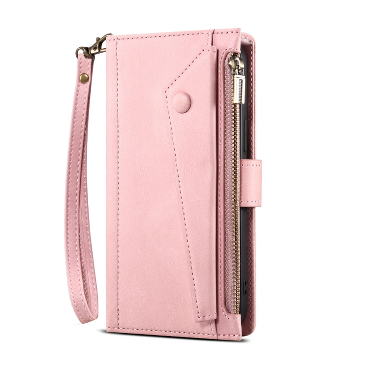 For iPhone 12 mini Retro Frosted Horizontal Flip Leather Case with Holder & Card Slot & Wallet & Zipper Pocket & Lanyard (Rose Gold) - iPhone 12 mini Cases by buy2fix | Online Shopping UK | buy2fix