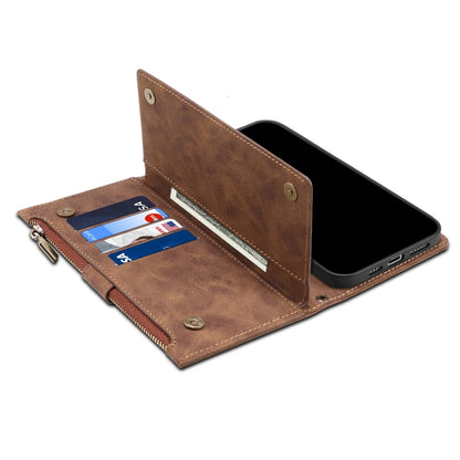 For iPhone SE 2022 / SE 2020 / 8 / 7 Retro Frosted Horizontal Flip Leather Case with Holder & Card Slot & Wallet & Zipper Pocket & Lanyard(Brown) - iPhone SE 2022 / 2020 / 8 / 7 Cases by buy2fix | Online Shopping UK | buy2fix