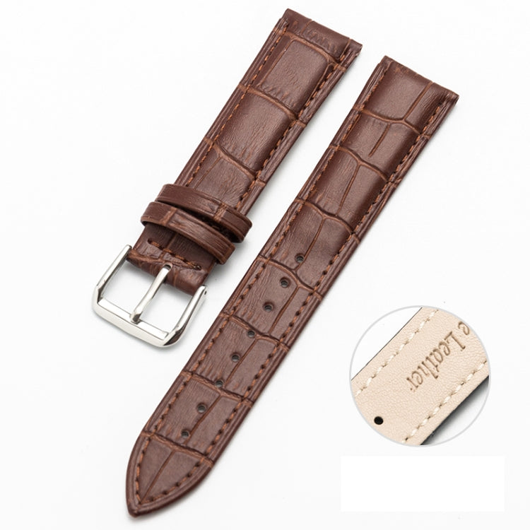 20mm Two-layer Cowhide Leather Bamboo Joint Texture Watch Band(Dark Brown) - Watch Bands by buy2fix | Online Shopping UK | buy2fix