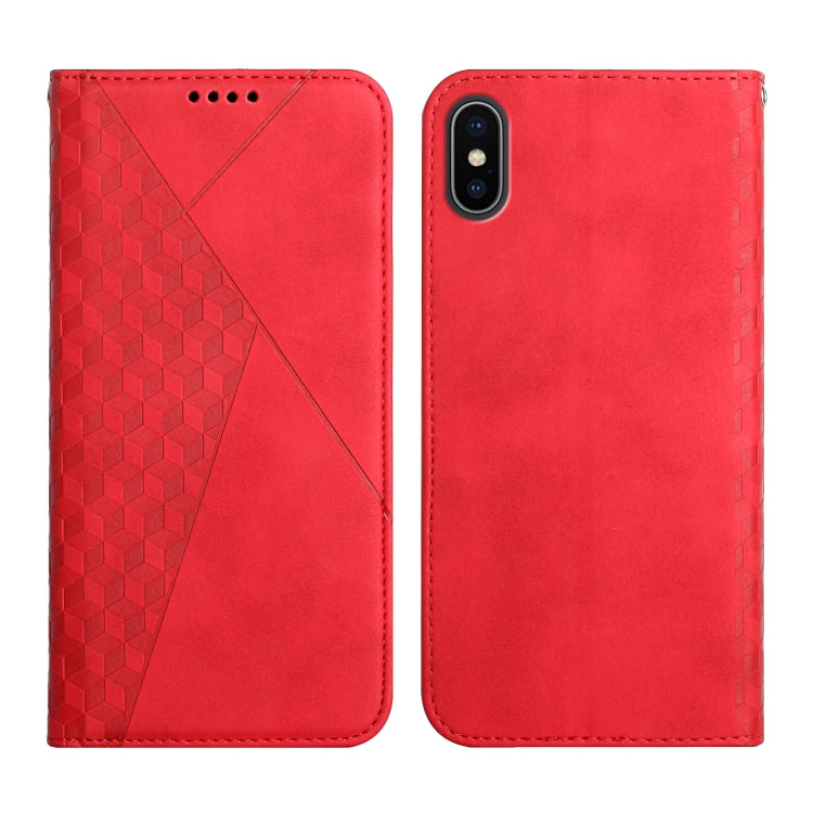 For iPhone XR Diamond Pattern Splicing Skin Feel Magnetic Horizontal Flip Leather Case with Card Slots & Holder & Wallet(Red) - More iPhone Cases by buy2fix | Online Shopping UK | buy2fix