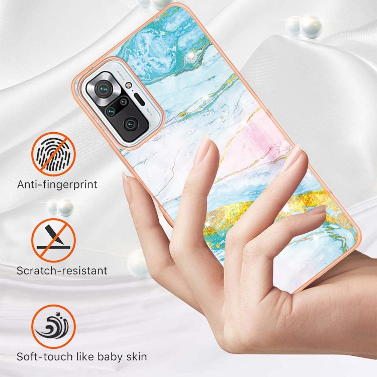 For Xiaomi Redmi Note 10 Pro / 10 Pro Max Electroplating Marble Pattern Dual-side IMD TPU Shockproof Case(Green 004) - Xiaomi Cases by buy2fix | Online Shopping UK | buy2fix