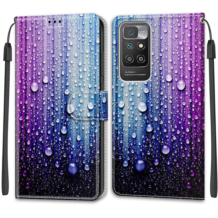 Voltage Coloured Drawing Magnetic Clasp Horizontal Flip PU Leather Case with Holder & Card Slots For Xiaomi Redmi 10(C05 Purple Blue Water Drops) - Xiaomi Cases by buy2fix | Online Shopping UK | buy2fix