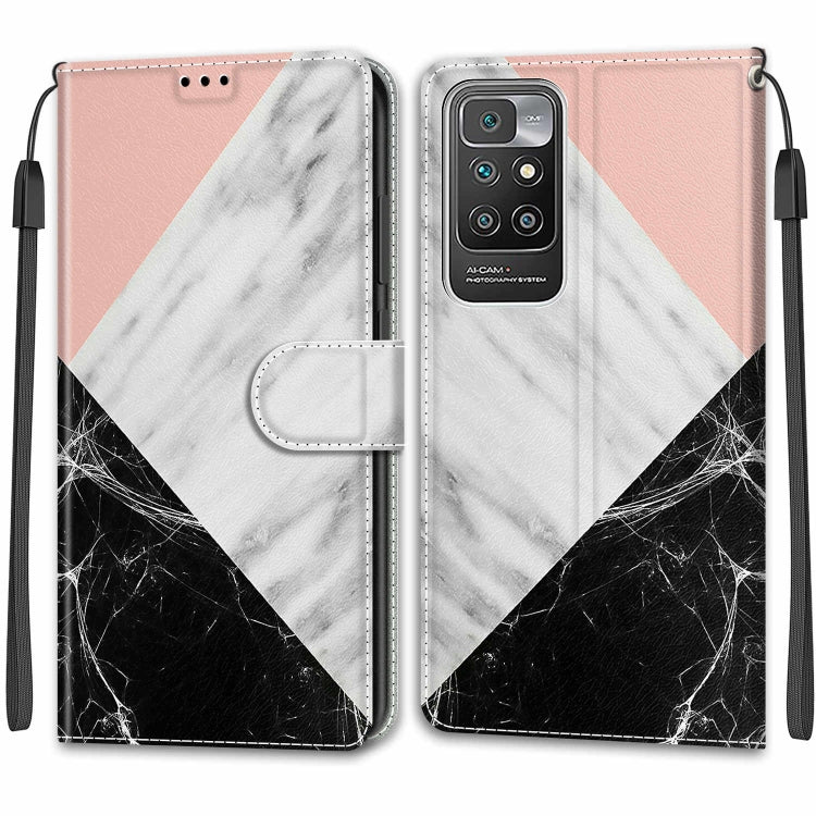 Voltage Coloured Drawing Magnetic Clasp Horizontal Flip PU Leather Case with Holder & Card Slots For Xiaomi Redmi 10(C07 Pink White Black) - Xiaomi Cases by buy2fix | Online Shopping UK | buy2fix