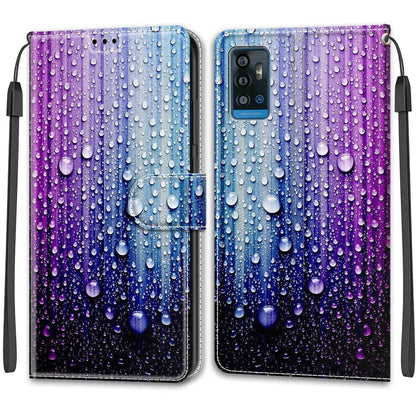 Voltage Coloured Drawing Magnetic Clasp Horizontal Flip PU Leather Case with Holder & Card Slots For ZTE Blade A71(C05 Purple Blue Water Drops) - ZTE Cases by buy2fix | Online Shopping UK | buy2fix