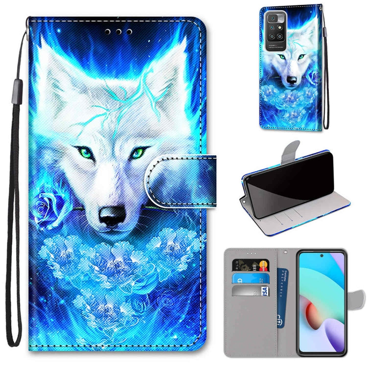 For Xiaomi Redmi 10 Coloured Drawing Cross Texture Horizontal Flip PU Leather Case with Holder & Card Slots & Wallet & Lanyard(Dick Rose Wolf) - Xiaomi Cases by buy2fix | Online Shopping UK | buy2fix