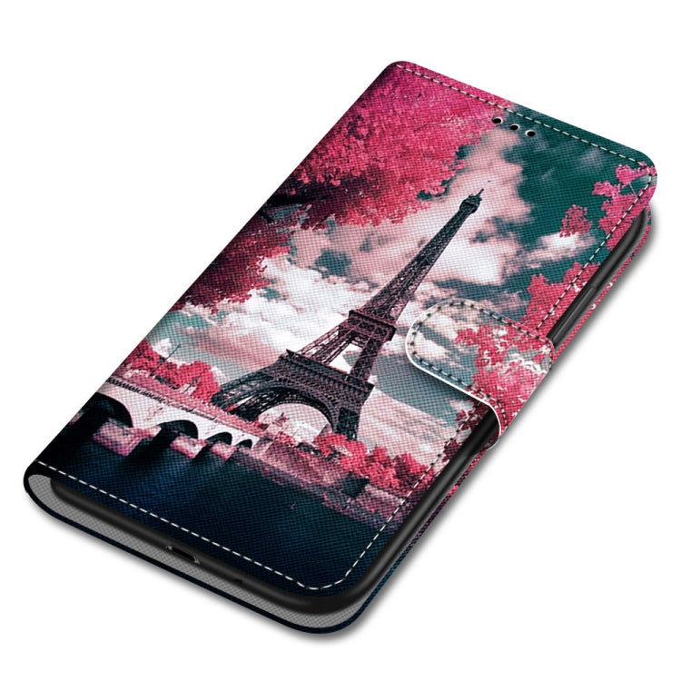 For Xiaomi Redmi 10 Coloured Drawing Cross Texture Horizontal Flip PU Leather Case with Holder & Card Slots & Wallet & Lanyard(Pink Flower Tower Bridge) - Xiaomi Cases by buy2fix | Online Shopping UK | buy2fix