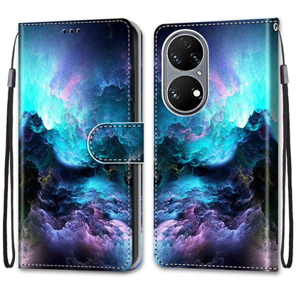 For Huawei P50 Coloured Drawing Cross Texture Horizontal Flip PU Leather Case with Holder & Card Slots & Wallet & Lanyard(Colorful Clouds) - Huawei Cases by buy2fix | Online Shopping UK | buy2fix