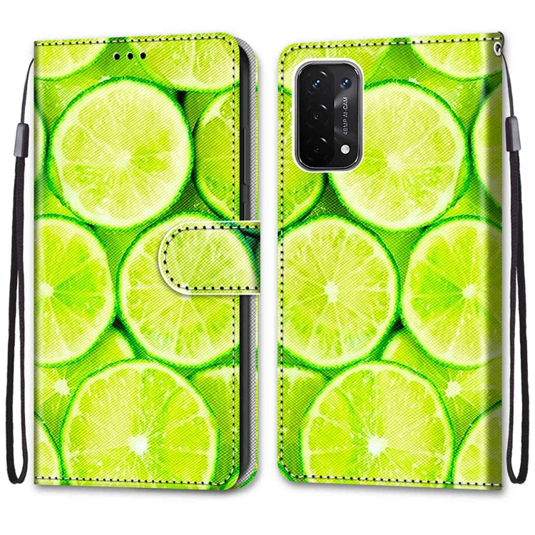 For OPPO A93 5G / A93s 5G / A54 5G / A74 5G Coloured Drawing Cross Texture Horizontal Flip PU Leather Case with Holder & Card Slots & Wallet & Lanyard(Green Lemon) - OPPO Cases by buy2fix | Online Shopping UK | buy2fix