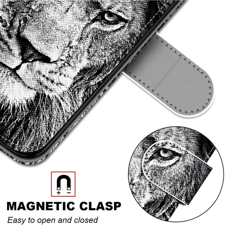 For Nokia G20 / G10 / 6.3 Coloured Drawing Cross Texture Horizontal Flip PU Leather Case with Holder & Card Slots & Wallet & Lanyard(Black White Lion Head) - Nokia Cases by buy2fix | Online Shopping UK | buy2fix