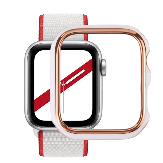 Dual-color Electroplating PC Protective Watch Case For Apple Watch Series 7 & 6 & SE & 5 & 4 40mm(Rose Gold Edge + White Background) - Watch Cases by buy2fix | Online Shopping UK | buy2fix