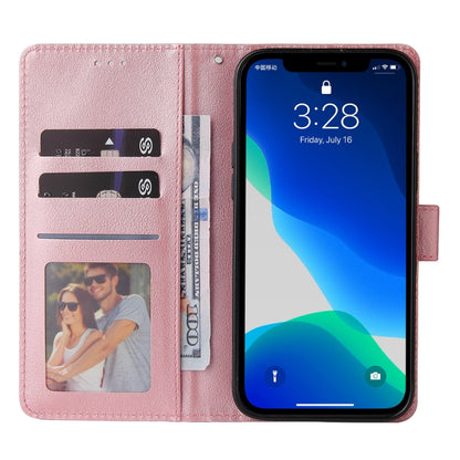 For iPhone 13 Multifunctional Horizontal Flip Leather Case, with Three Card Slot & Holder & Photo Frame & Lanyard(Rose Gold) - iPhone 13 Cases by buy2fix | Online Shopping UK | buy2fix