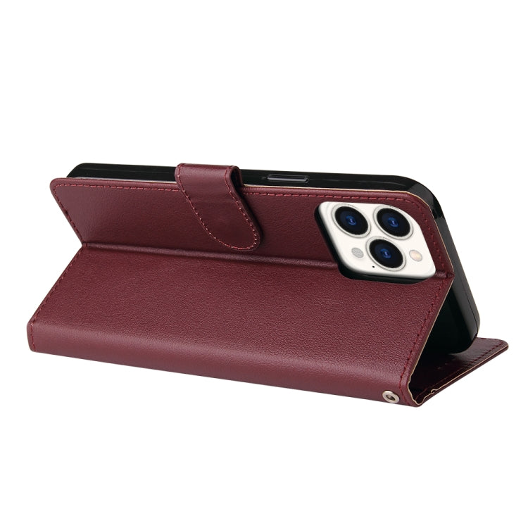 For iPhone 13 Multifunctional Horizontal Flip Leather Case, with Three Card Slot & Holder & Photo Frame & Lanyard(Red Wine) - iPhone 13 Cases by buy2fix | Online Shopping UK | buy2fix