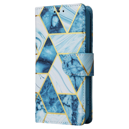 For iPhone 13 mini Marble Bronzing Stitching Horizontal Flip PU Leather Case with Holder & Card Slots & Wallet & Photo Frame (Blue) - iPhone 13 mini Cases by buy2fix | Online Shopping UK | buy2fix