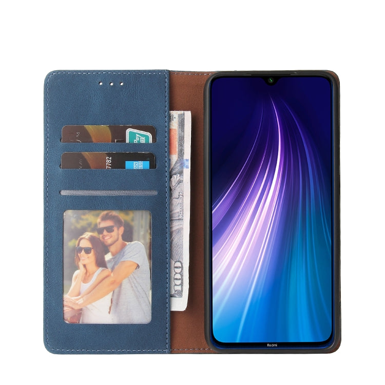 For Xiaomi Redmi Note 8 Simple Suction Closure Horizontal Flip Leather Case with Holder & Card Slot & Wallet(Blue) - Xiaomi Cases by buy2fix | Online Shopping UK | buy2fix