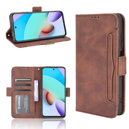 For Xiaomi Redmi 10 Skin Feel Calf Pattern Horizontal Flip Leather Case with Holder & Card Slots & Photo Frame(Brown) - Xiaomi Cases by buy2fix | Online Shopping UK | buy2fix