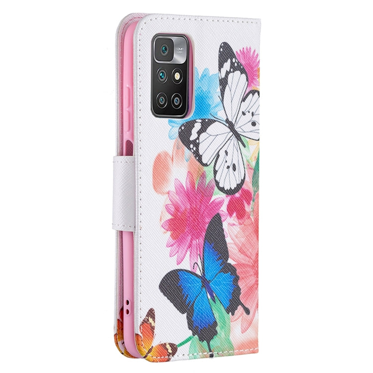 For Xiaomi Redmi 10 Colored Drawing Pattern Horizontal Flip Leather Case with Holder & Card Slots & Wallet(Butterflies) - Xiaomi Cases by buy2fix | Online Shopping UK | buy2fix