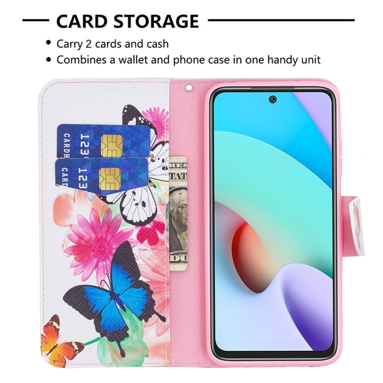 For Xiaomi Redmi 10 Colored Drawing Pattern Horizontal Flip Leather Case with Holder & Card Slots & Wallet(Butterflies) - Xiaomi Cases by buy2fix | Online Shopping UK | buy2fix