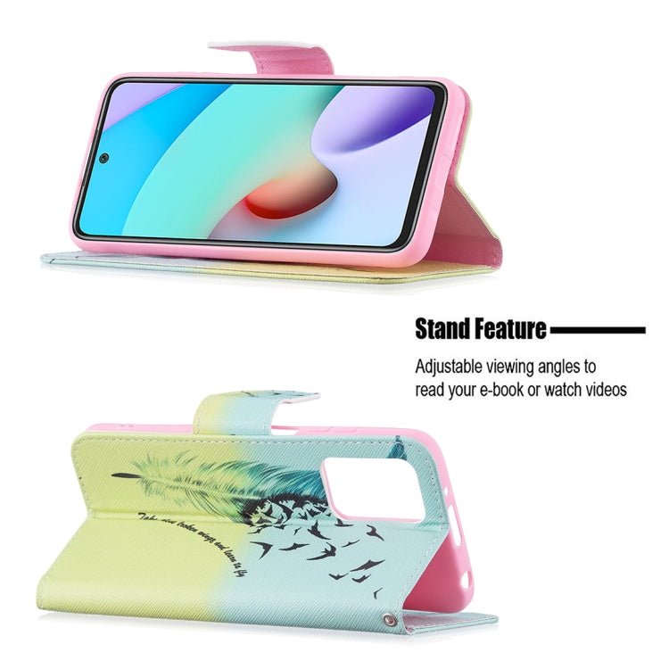 For Xiaomi Redmi 10 Colored Drawing Pattern Horizontal Flip Leather Case with Holder & Card Slots & Wallet(Feather) - Xiaomi Cases by buy2fix | Online Shopping UK | buy2fix