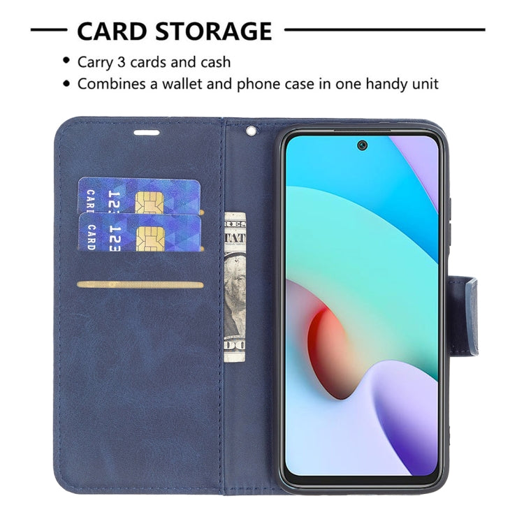 For Xiaomi Redmi 10 Retro Lambskin Texture Pure Color Horizontal Flip PU Leather Case with Holder & Card Slots & Wallet & Lanyard(Blue) - Xiaomi Cases by buy2fix | Online Shopping UK | buy2fix