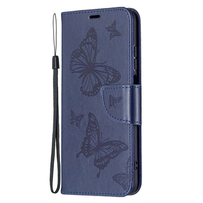 For Xiaomi Redmi 10 Two Butterflies Embossing Pattern Horizontal Flip Leather Case with Holder & Card Slot & Wallet & Lanyard(Dark Blue) - Xiaomi Cases by buy2fix | Online Shopping UK | buy2fix