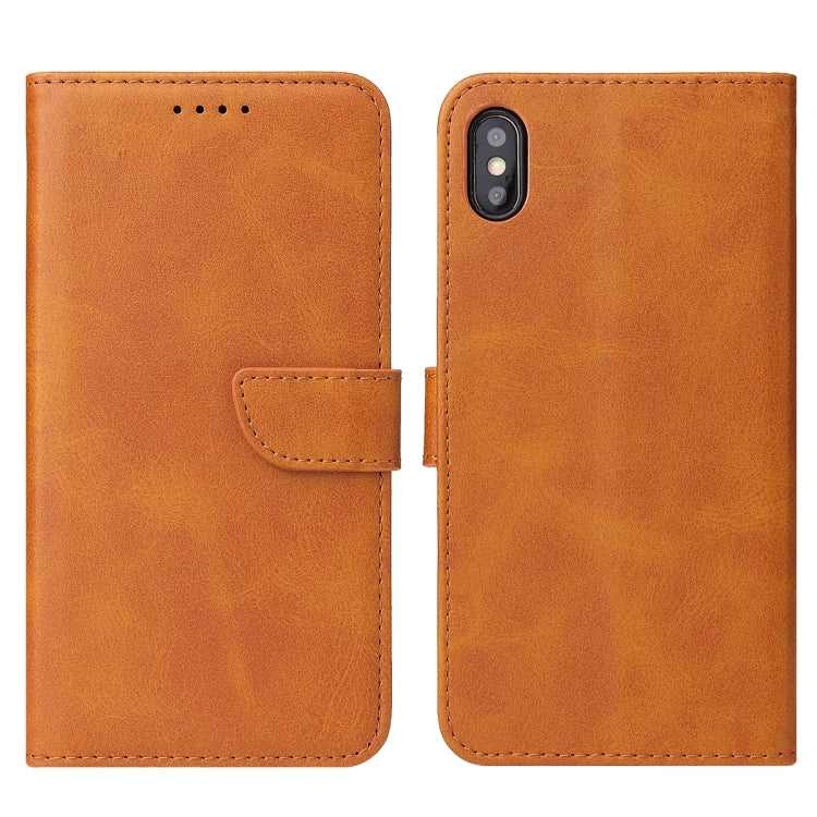 For iPhone X / XS Calf Texture Buckle Horizontal Flip Leather Case with Holder & Card Slots & Wallet(Khaki) - More iPhone Cases by buy2fix | Online Shopping UK | buy2fix