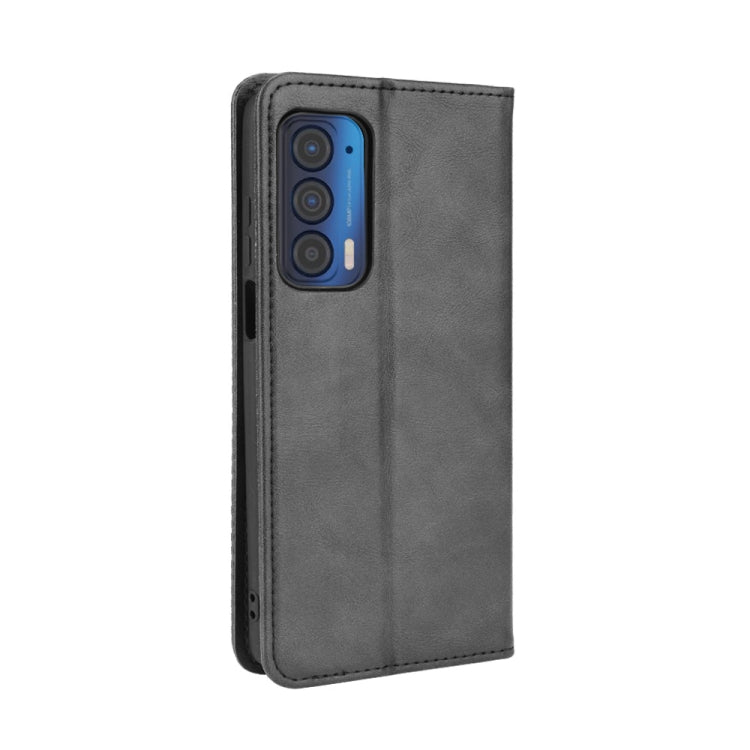 For Motorola Edge 2021 Magnetic Buckle Retro Pattern Horizontal Flip Leather Case with Holder & Card Slot & Wallet(Black) - Motorola Cases by buy2fix | Online Shopping UK | buy2fix