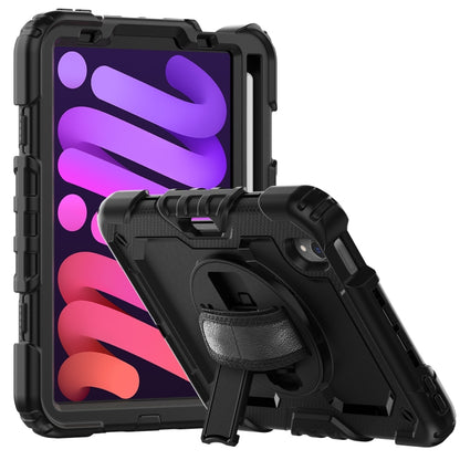 For iPad mini 6 Shockproof Silicone + PC Protective Tablet Case with Holder & Shoulder Strap & Pen Slot(Black) - iPad mini 6 Cases by buy2fix | Online Shopping UK | buy2fix