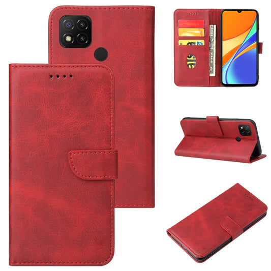 For Xiaomi Redmi 9C Calf Texture Buckle Horizontal Flip Leather Case with Holder & Card Slots & Wallet(Red) - Xiaomi Cases by buy2fix | Online Shopping UK | buy2fix