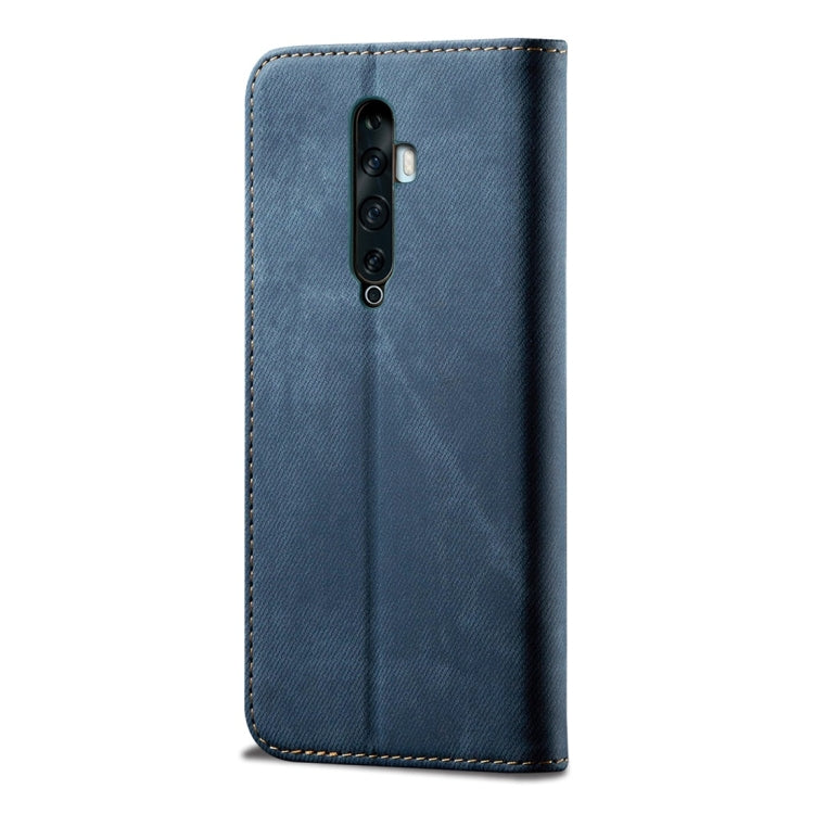 For OPPO Reno 2 Denim Texture Casual Style Horizontal Flip Leather Case with Holder & Card Slots & Wallet(Blue) - OPPO Cases by buy2fix | Online Shopping UK | buy2fix