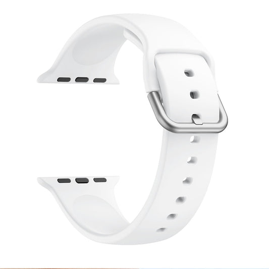 Single-color Silicone Buckle Strap Watch Band For Apple Watch Series 9&8&7 41mm / SE 3&SE 2&6&SE&5&4 40mm / 3&2&1 38mm(White) - Watch Bands by buy2fix | Online Shopping UK | buy2fix