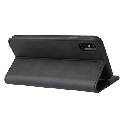 For iPhone X / XS Calf Texture Magnetic Horizontal Flip Leather Case with Holder & Card Slots & Wallet(Black) - More iPhone Cases by buy2fix | Online Shopping UK | buy2fix