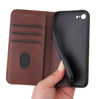 For iPhone SE 2022 / SE 2020 / 8 / 7 Calf Texture Magnetic Horizontal Flip Leather Case with Holder & Card Slots & Wallet(Brown) - iPhone SE 2022 / 2020 / 8 / 7 Cases by buy2fix | Online Shopping UK | buy2fix