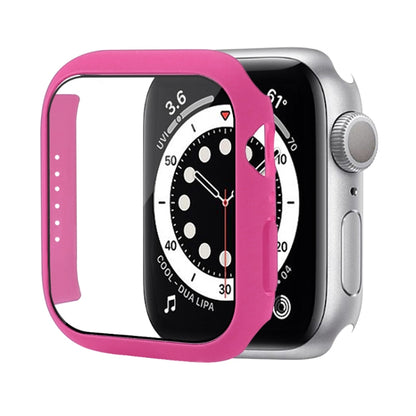 Shockproof PC Protective Case with Tempered Glass Film For Apple Watch Series 8 / 7 41mm(Rose Red) - Watch Cases by buy2fix | Online Shopping UK | buy2fix