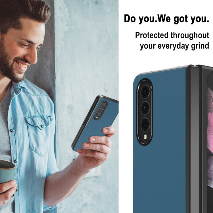 For Samsung Galaxy Z Fold3 5G LC.IMEEKE Shock-resistant Plain Leather All-inclusive Protective Case(Blue) - Galaxy Phone Cases by LC.IMEEKE | Online Shopping UK | buy2fix