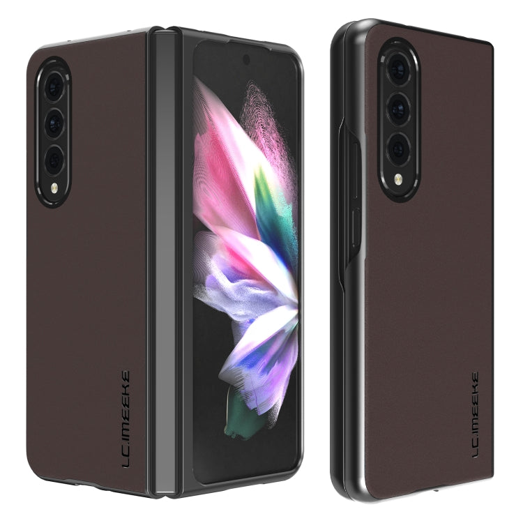For Samsung Galaxy Z Fold3 5G LC.IMEEKE Shock-resistant Plain Leather All-inclusive Protective Case(Brown) - Galaxy Phone Cases by LC.IMEEKE | Online Shopping UK | buy2fix