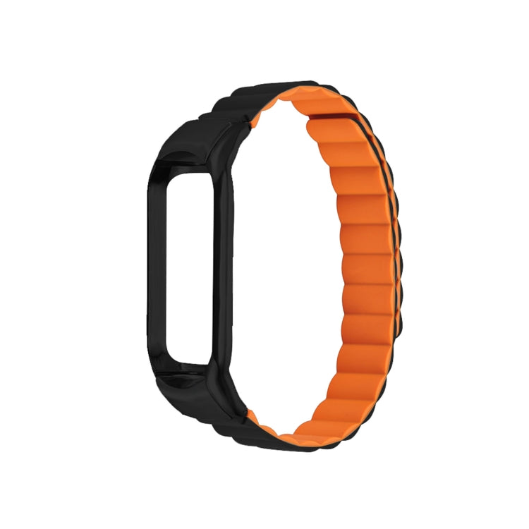 For Xiaomi Mi Band 4 / 3 Silicone Magnetic Watch Band(Black Orange) - Watch Bands by buy2fix | Online Shopping UK | buy2fix