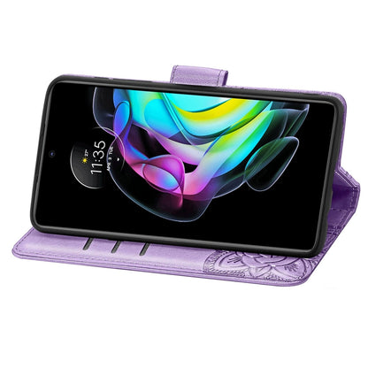 For Motorola Moto Edge 20 Butterfly Love Flower Embossed Horizontal Flip Leather Case with Holder & Card Slots & Wallet & Lanyard(Light Purple) - Motorola Cases by buy2fix | Online Shopping UK | buy2fix